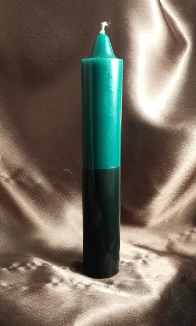 Green / Black Double Action Hoodoo Rootwork Jumbo Candle (image for) Green / Black Double Action Hoodoo Rootwork Jumbo Candle